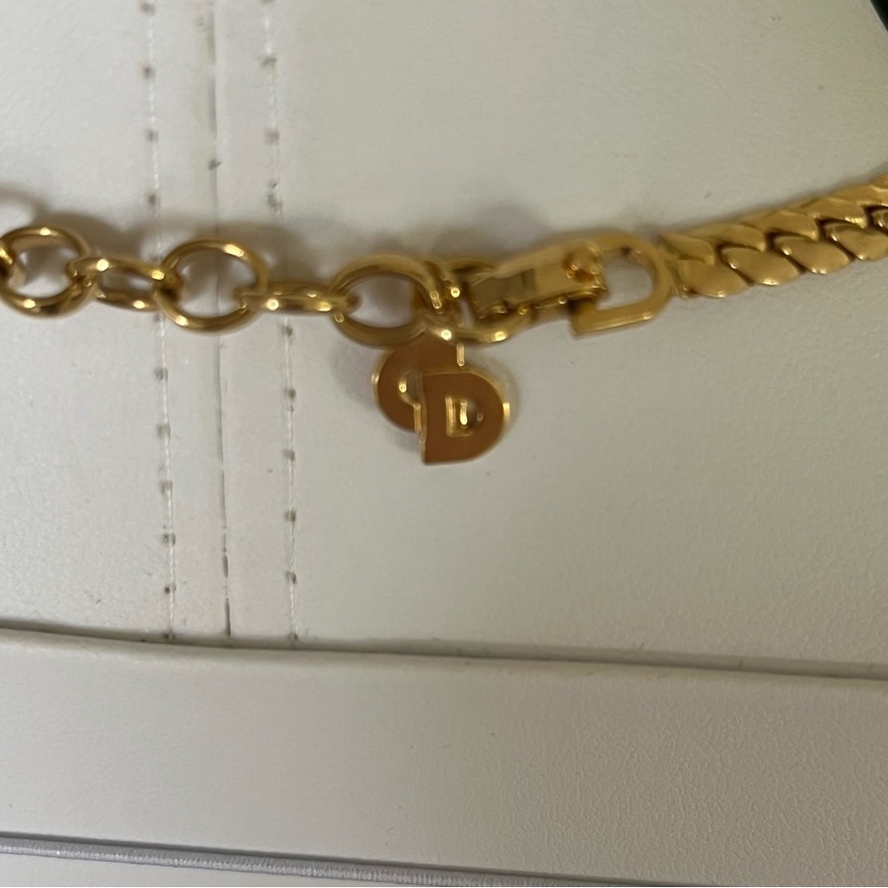 Christian Dior Necklace Gold Plate Pearl Oval Crystals Teardrop Designer Vintage - Picture 8 of 17